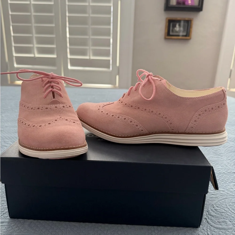 Cole Haan Pink Suede Wingtip Oxfords
